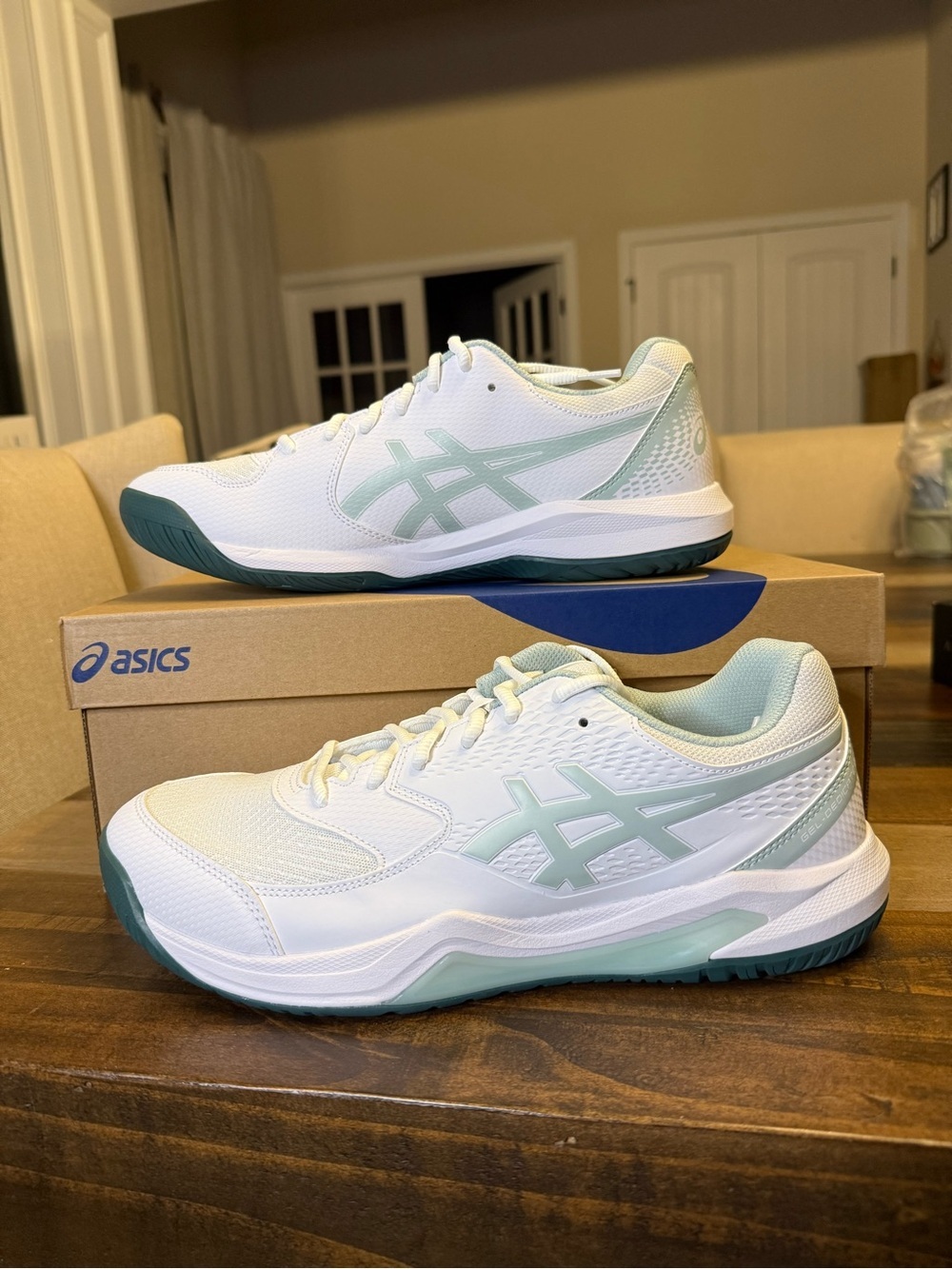 ASICS Gel-Dedicate 8 Men’s Tennis Shoes White/Cold Moss US 11 Medium